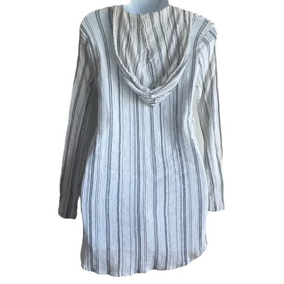 Billabong Women Hoodie Top M Blue White Washed Out Striped Beachy Coastal Hippie - Picture 3 of 10